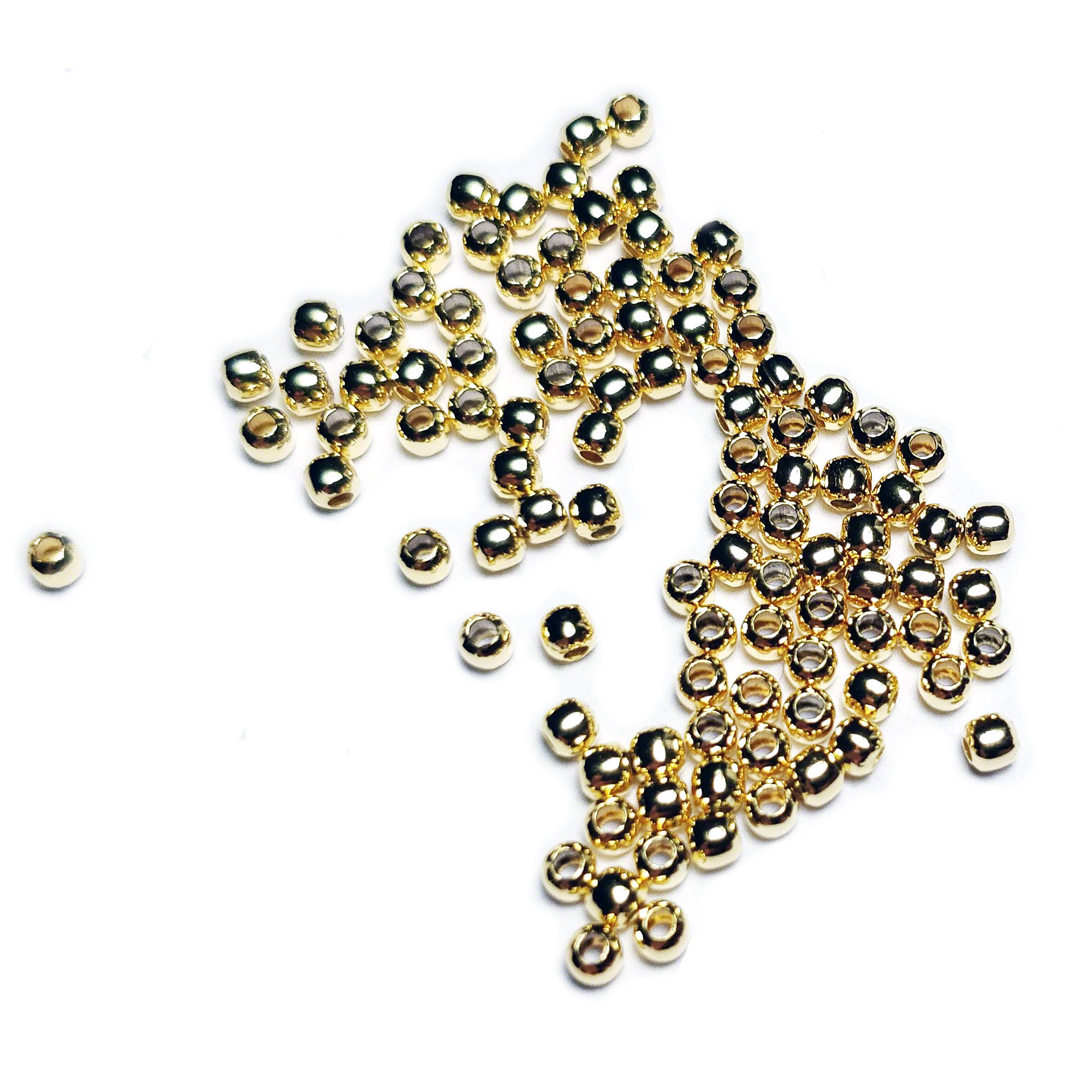 Crimp beads, with 0.8mm hole, gold-plated sterling silver