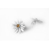 Close-Up of Handcrafted Silver Hangling Style Daisy Earring with Citrine