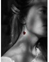 Heart enamelled earrings, red
