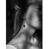 Heart enamelled earrings, red