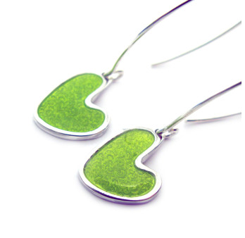 Heart enamelled earrings, lime