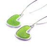 Heart enamelled earrings, lime