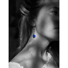 Heart enamelled earrings, blue
